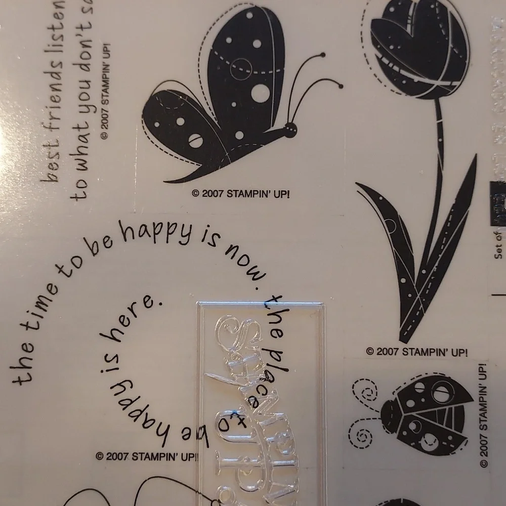 Rubber Stamps Garden Whimsy Friendship Theme Set Of 8